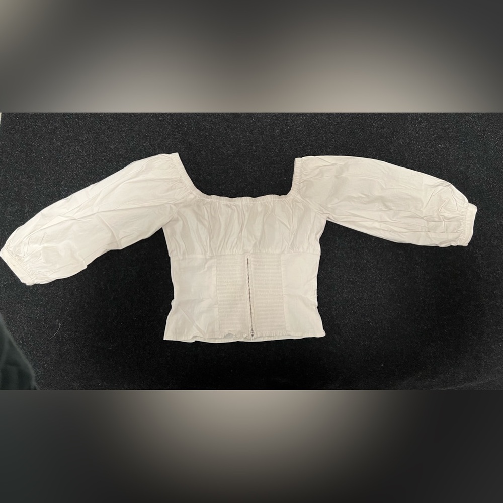 REFORMATION romantic white puff-sleeve shirt